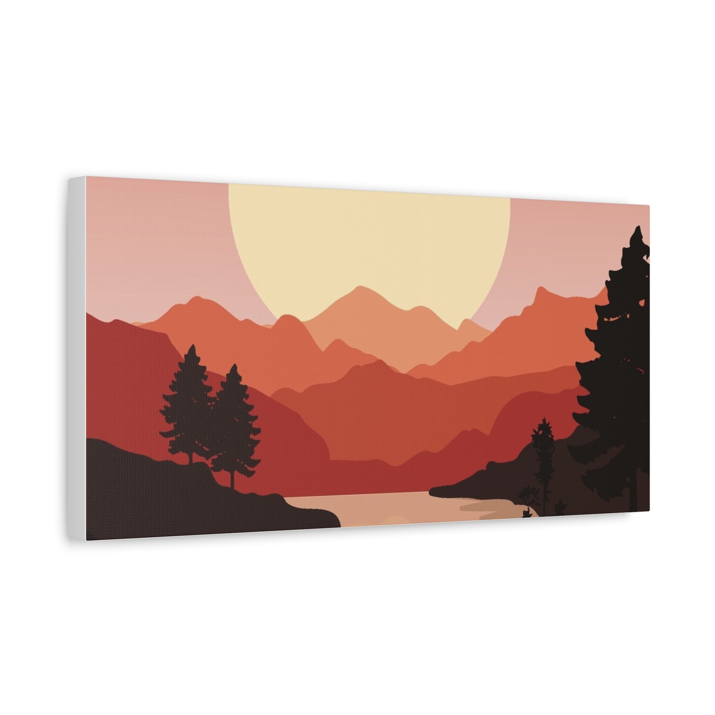 Minimal Mountain Outline Canvas, Stretched Matte, Single-Peak Trail Art | Mountaincore