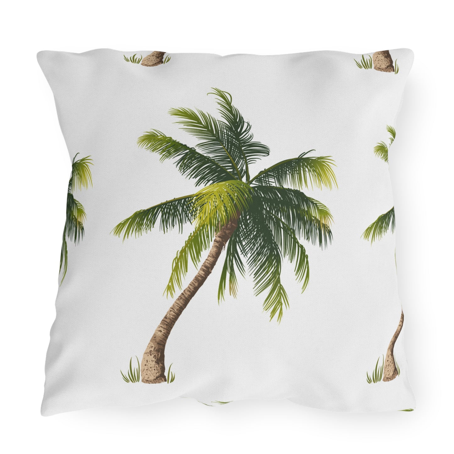 Palm Tree Pattern Outdoor Pillow | Tropical Coastal Patio Cushion