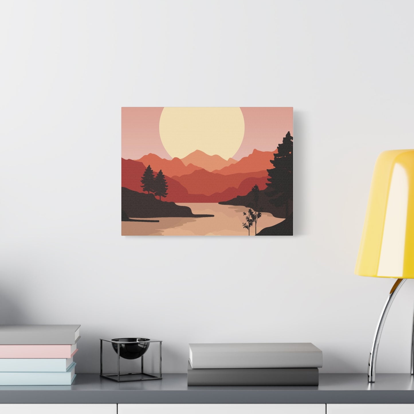 Minimal Mountain Outline Canvas, Stretched Matte, Single-Peak Trail Art | Mountaincore