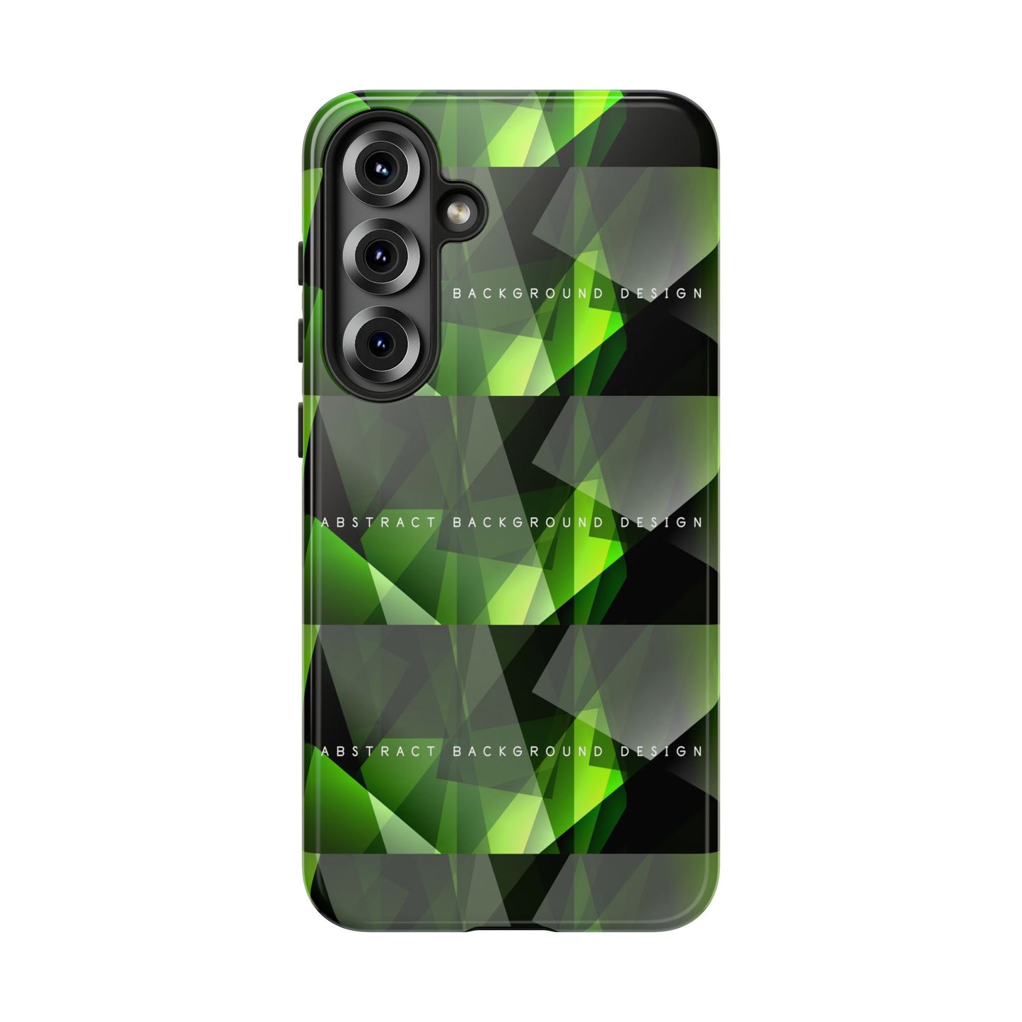Green Geometric Phone Case — Abstract Triangular Pattern Tough Case