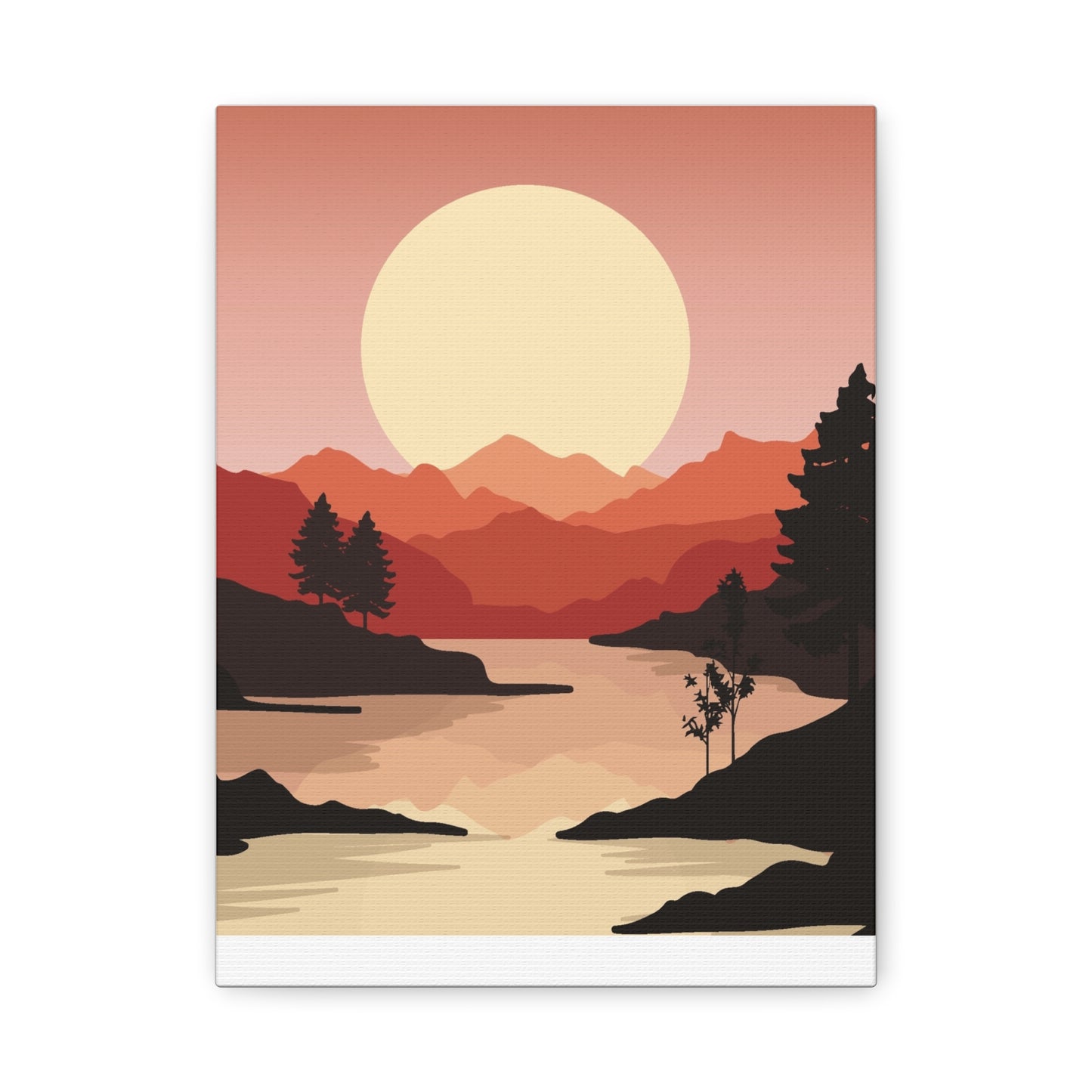 Minimal Mountain Outline Canvas, Stretched Matte, Single-Peak Trail Art | Mountaincore