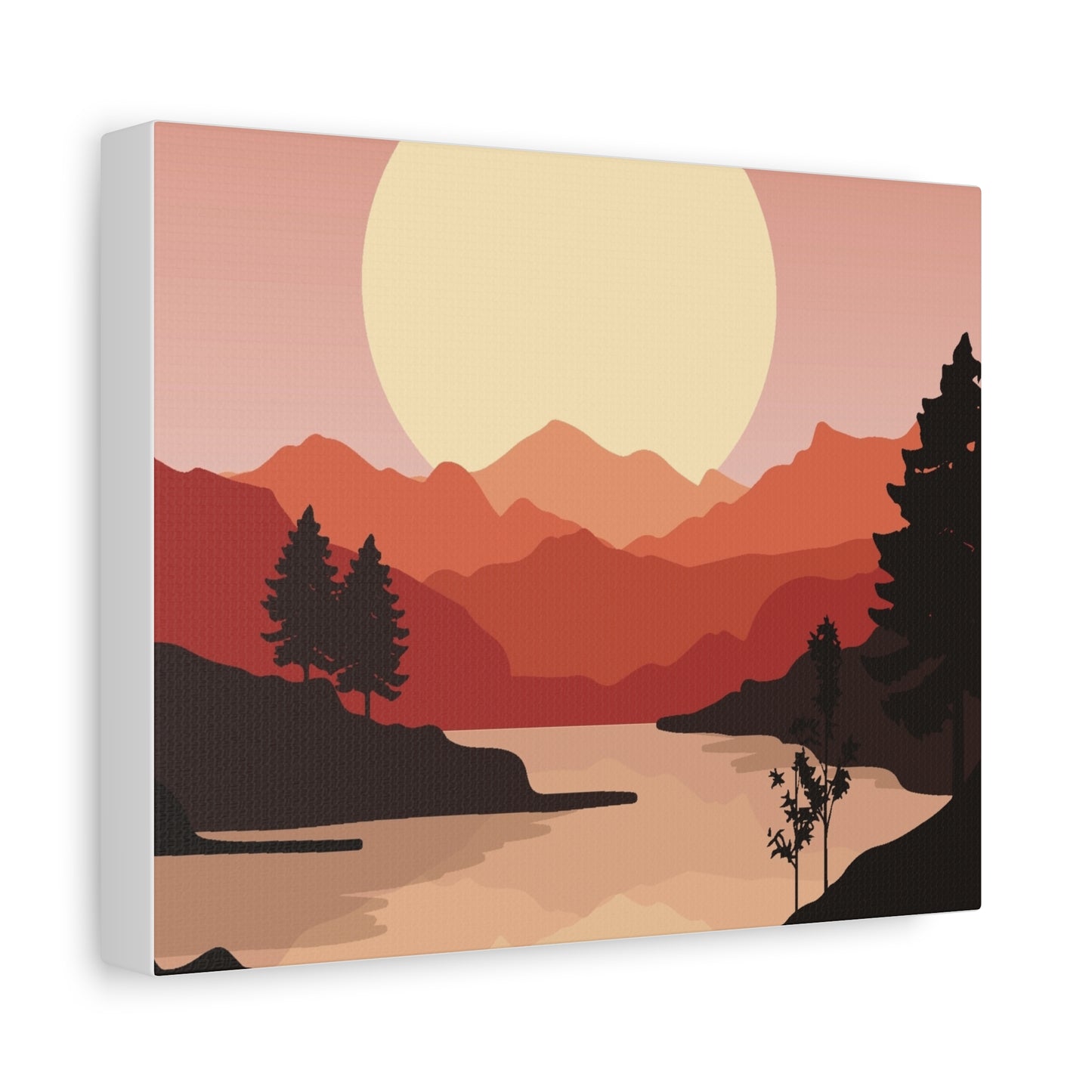Minimal Mountain Outline Canvas, Stretched Matte, Single-Peak Trail Art | Mountaincore