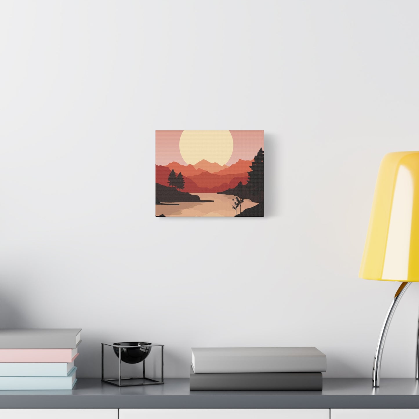 Minimal Mountain Outline Canvas, Stretched Matte, Single-Peak Trail Art | Mountaincore