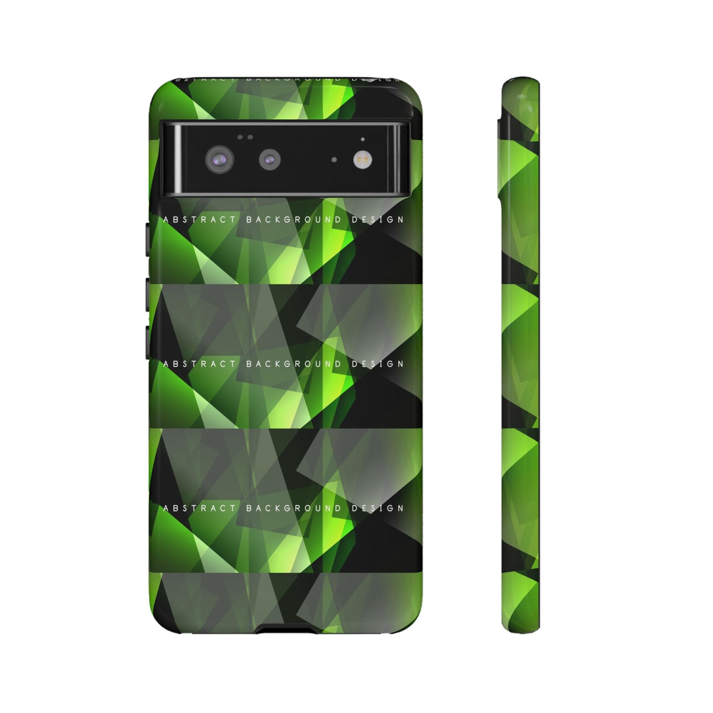 Green Geometric Phone Case — Abstract Triangular Pattern Tough Case