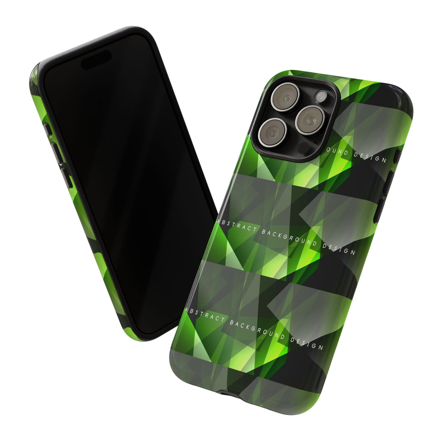 Green Geometric Phone Case — Abstract Triangular Pattern Tough Case