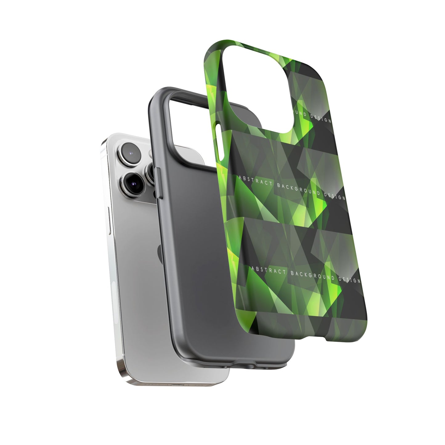 Green Geometric Phone Case — Abstract Triangular Pattern Tough Case