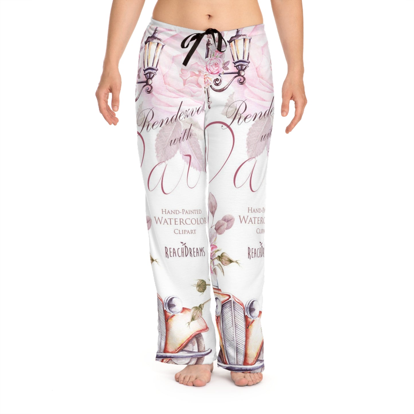 Women's Floral Watercolor Pajama Pants — 'Rendezvous with Art' Lounge Trousers