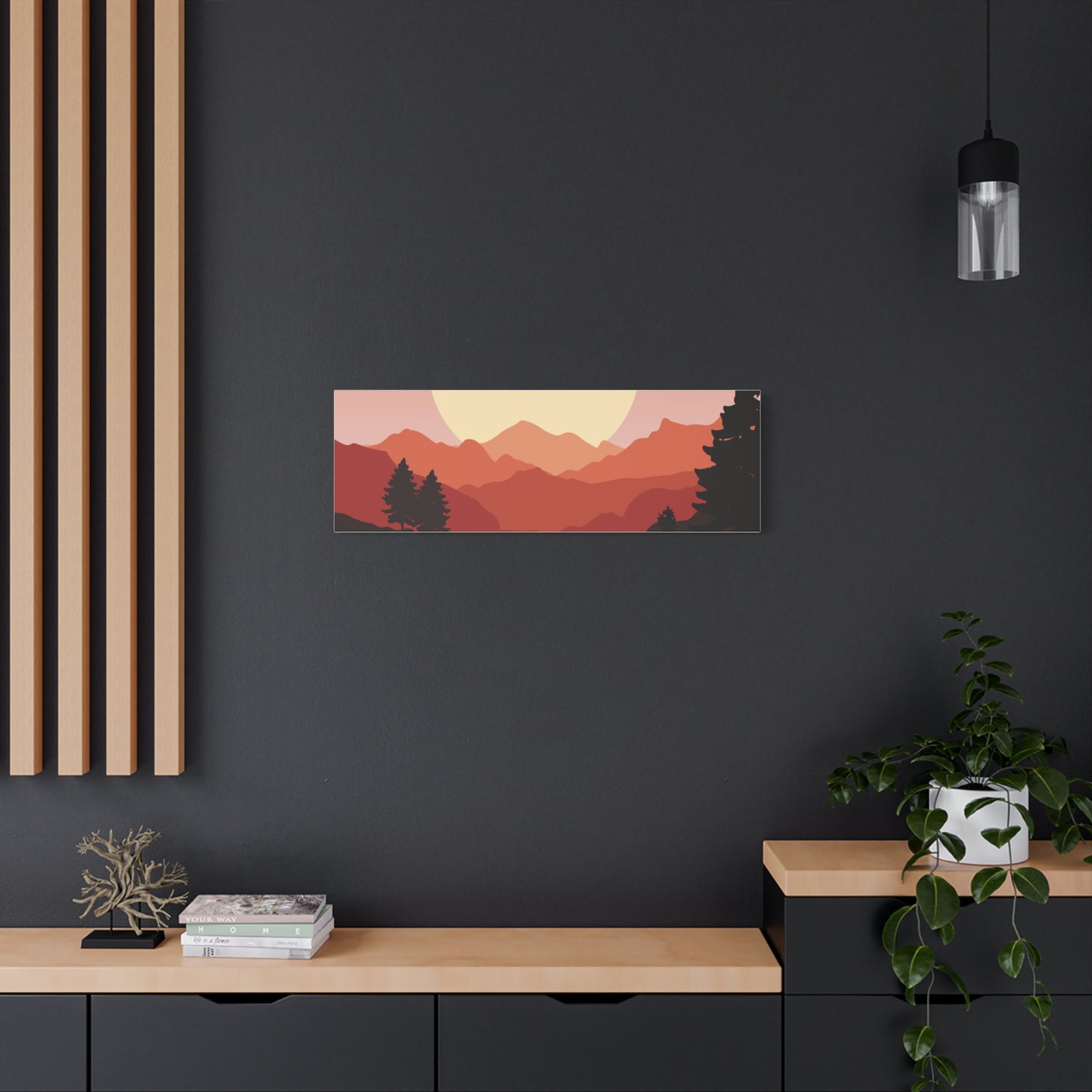 Minimal Mountain Outline Canvas, Stretched Matte, Single-Peak Trail Art | Mountaincore