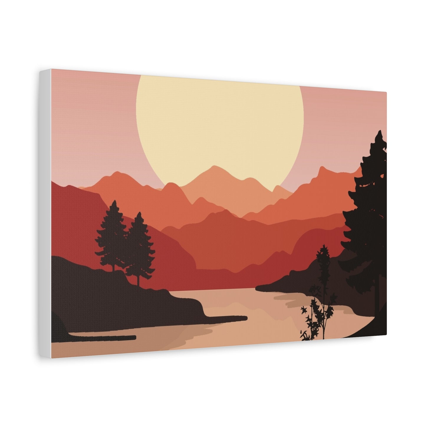 Minimal Mountain Outline Canvas, Stretched Matte, Single-Peak Trail Art | Mountaincore