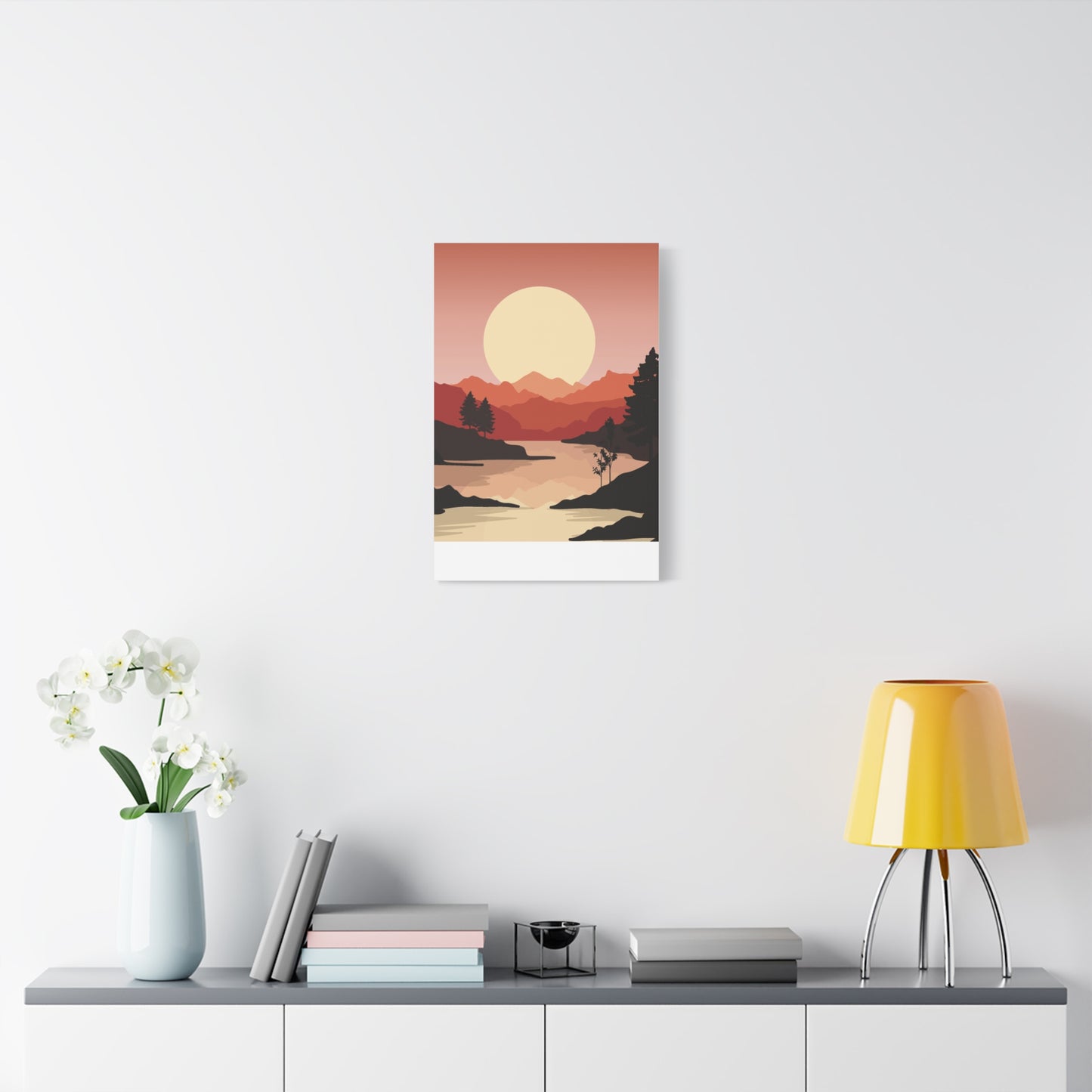 Minimal Mountain Outline Canvas, Stretched Matte, Single-Peak Trail Art | Mountaincore