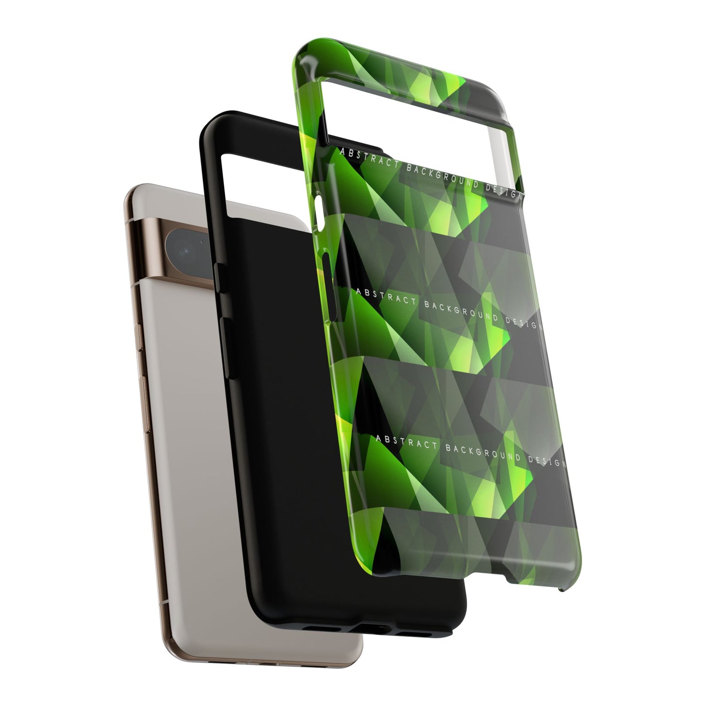Green Geometric Phone Case — Abstract Triangular Pattern Tough Case