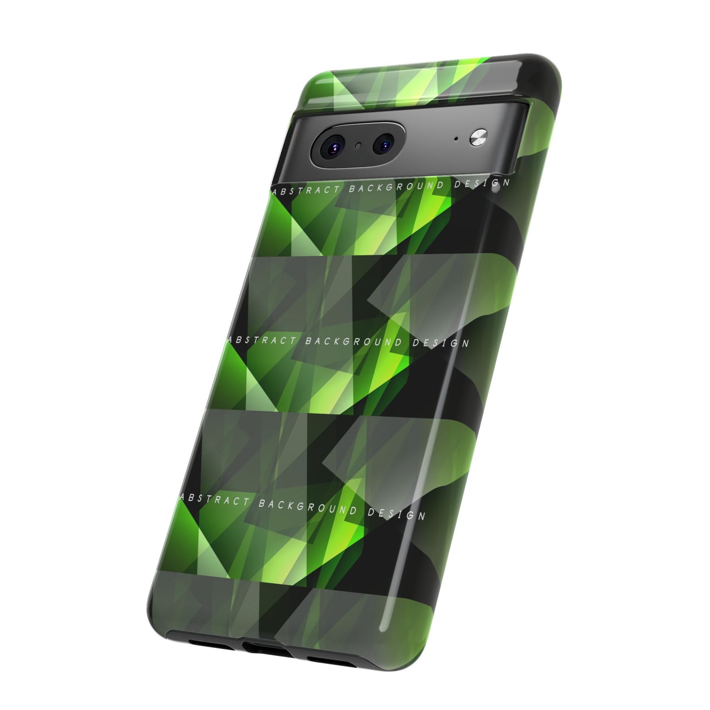 Green Geometric Phone Case — Abstract Triangular Pattern Tough Case