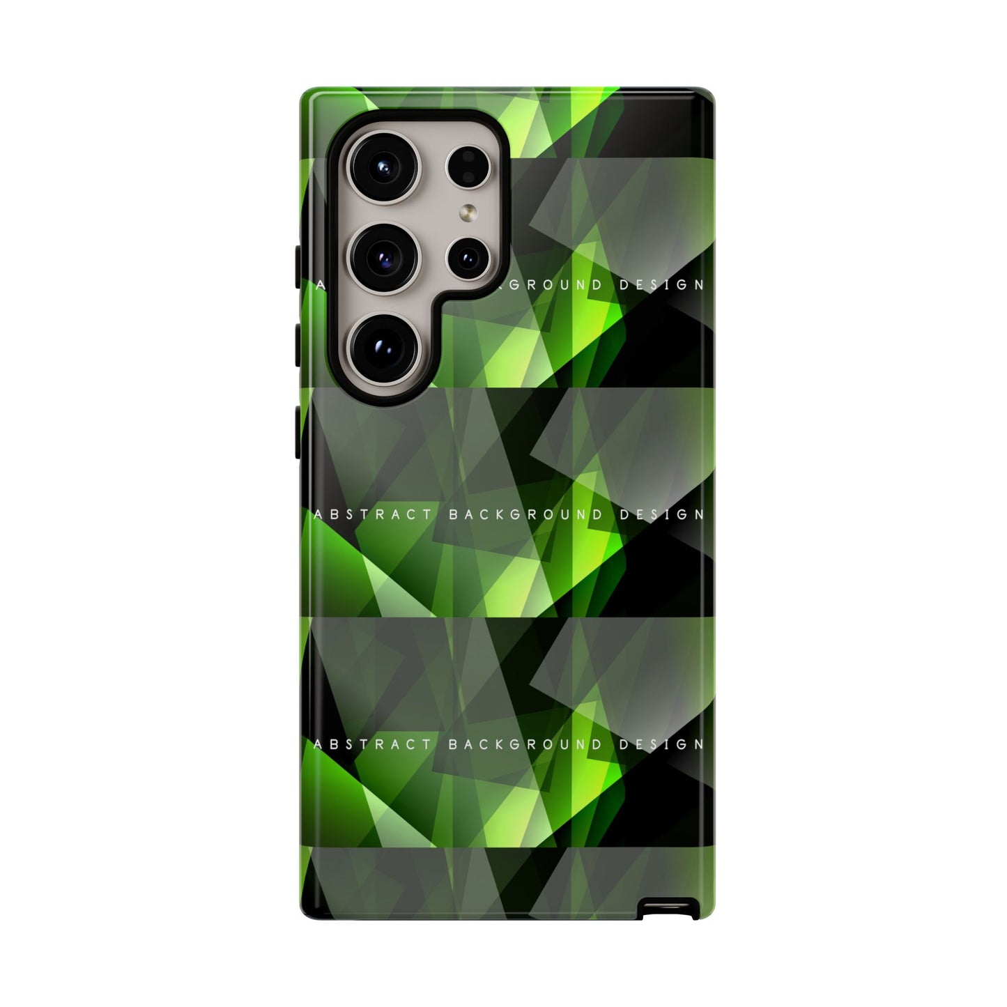 Green Geometric Phone Case — Abstract Triangular Pattern Tough Case