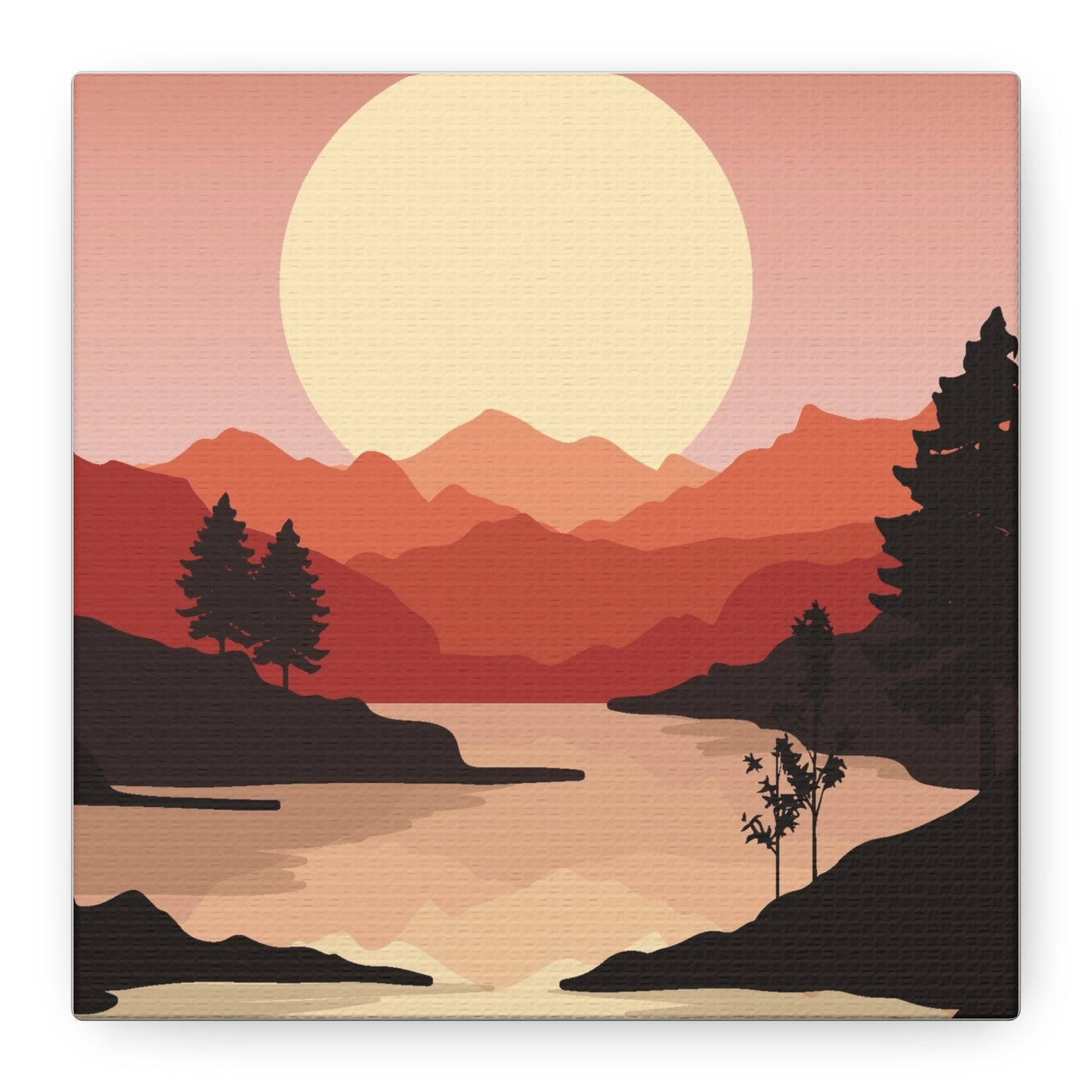 Minimal Mountain Outline Canvas, Stretched Matte, Single-Peak Trail Art | Mountaincore