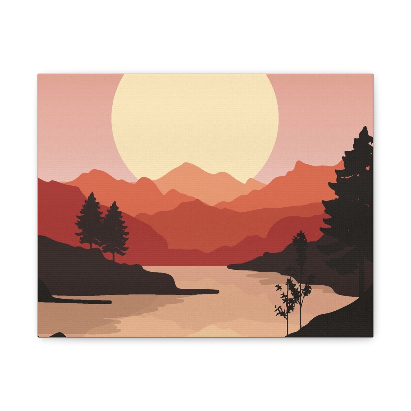 Minimal Mountain Outline Canvas, Stretched Matte, Single-Peak Trail Art | Mountaincore