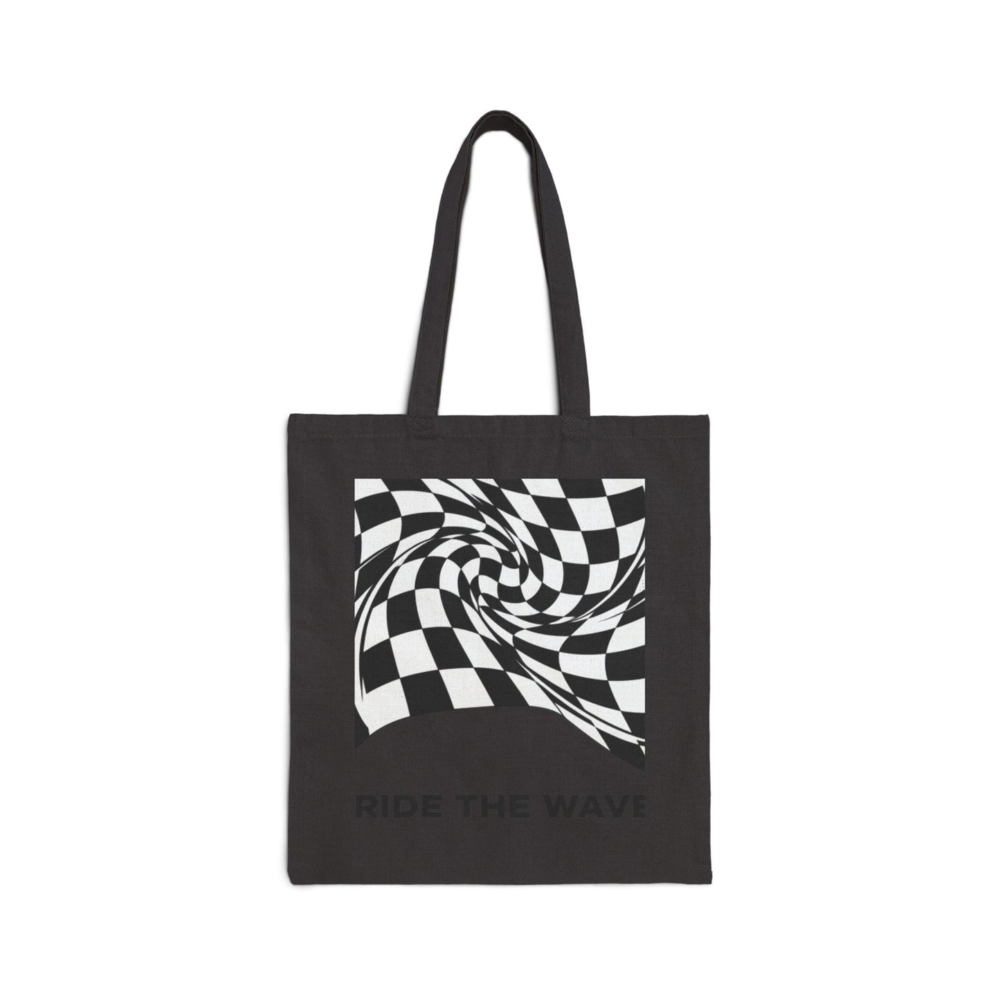 Warped Checker Print Tote | dizzy checker pattern, mod graphic