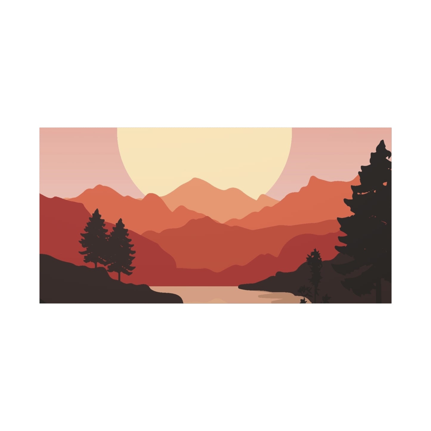 Minimal Mountain Outline Canvas, Stretched Matte, Single-Peak Trail Art | Mountaincore