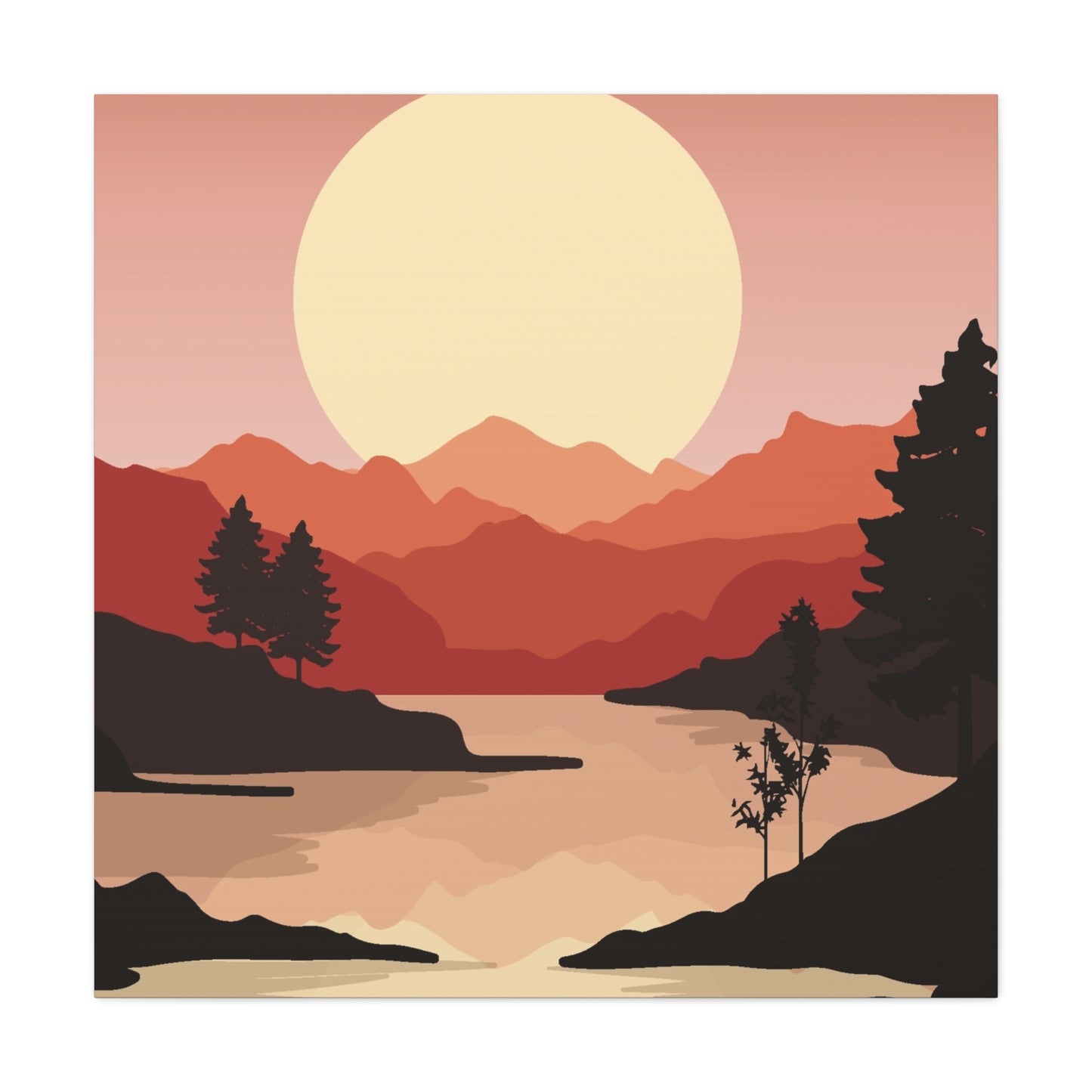 Minimal Mountain Outline Canvas, Stretched Matte, Single-Peak Trail Art | Mountaincore