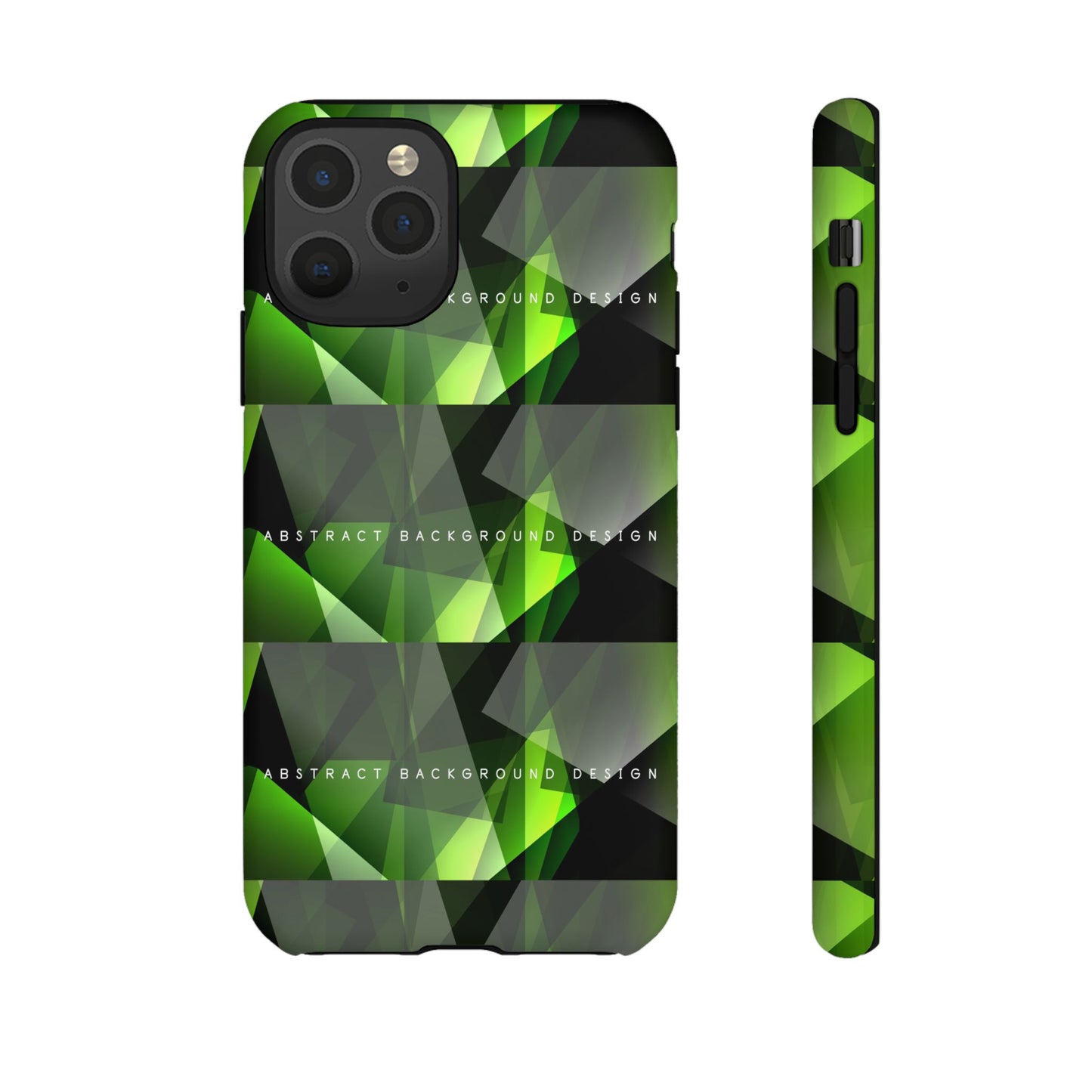 Green Geometric Phone Case — Abstract Triangular Pattern Tough Case