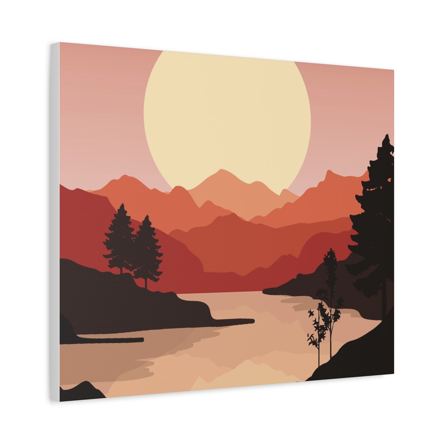 Minimal Mountain Outline Canvas, Stretched Matte, Single-Peak Trail Art | Mountaincore