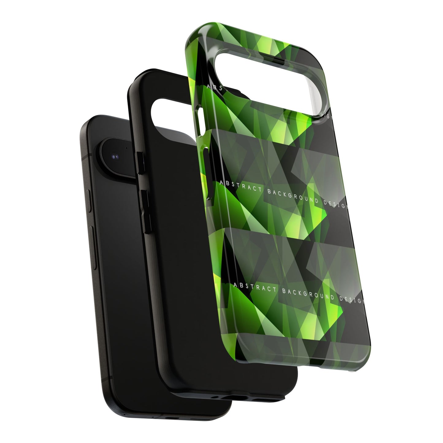Green Geometric Phone Case — Abstract Triangular Pattern Tough Case