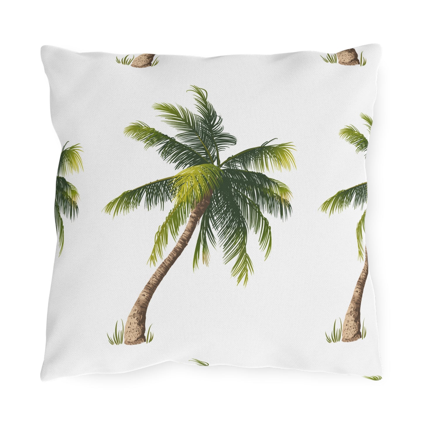 Palm Tree Pattern Outdoor Pillow | Tropical Coastal Patio Cushion