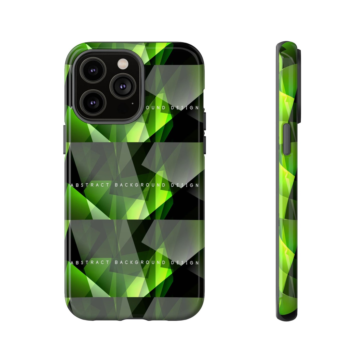 Green Geometric Phone Case — Abstract Triangular Pattern Tough Case