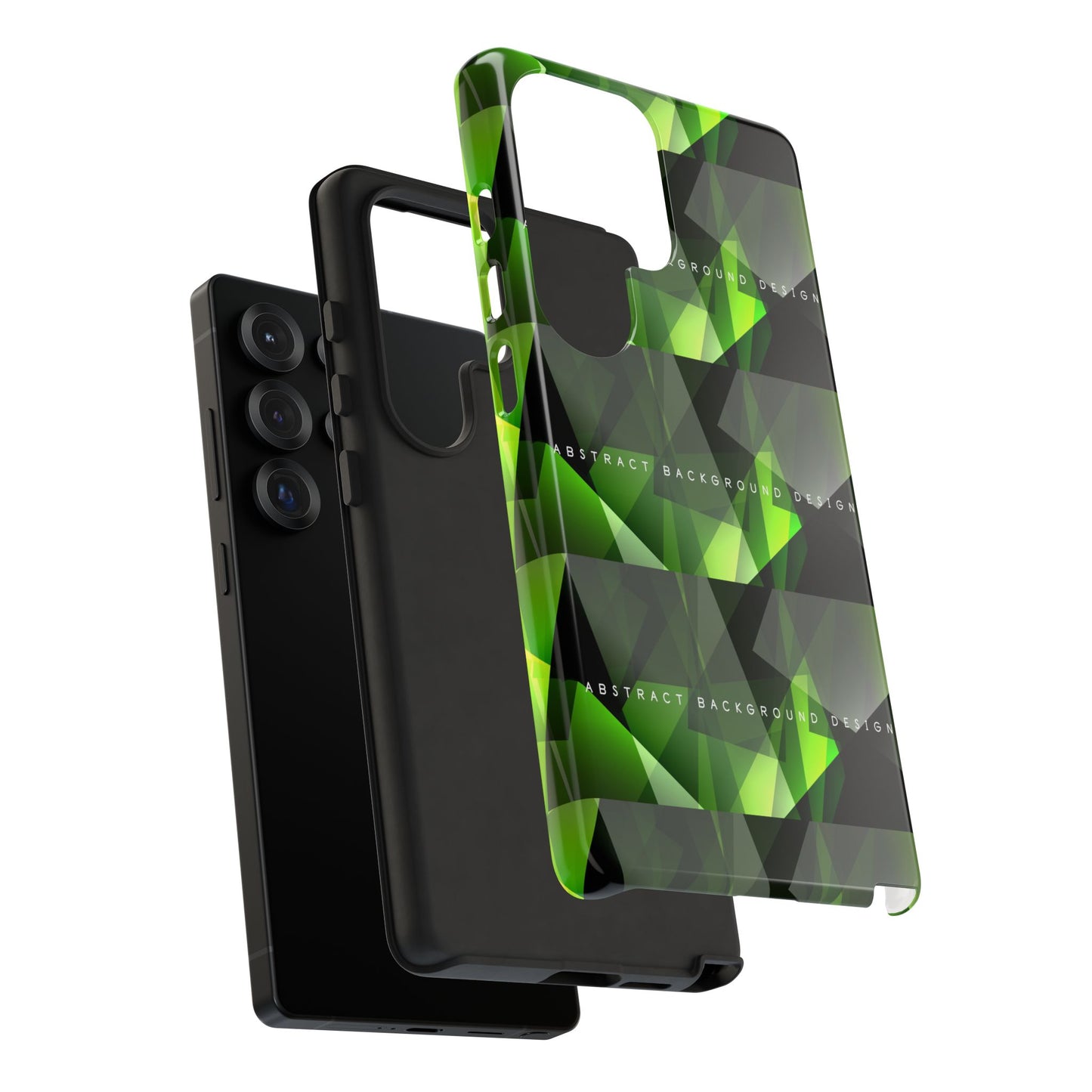 Green Geometric Phone Case — Abstract Triangular Pattern Tough Case