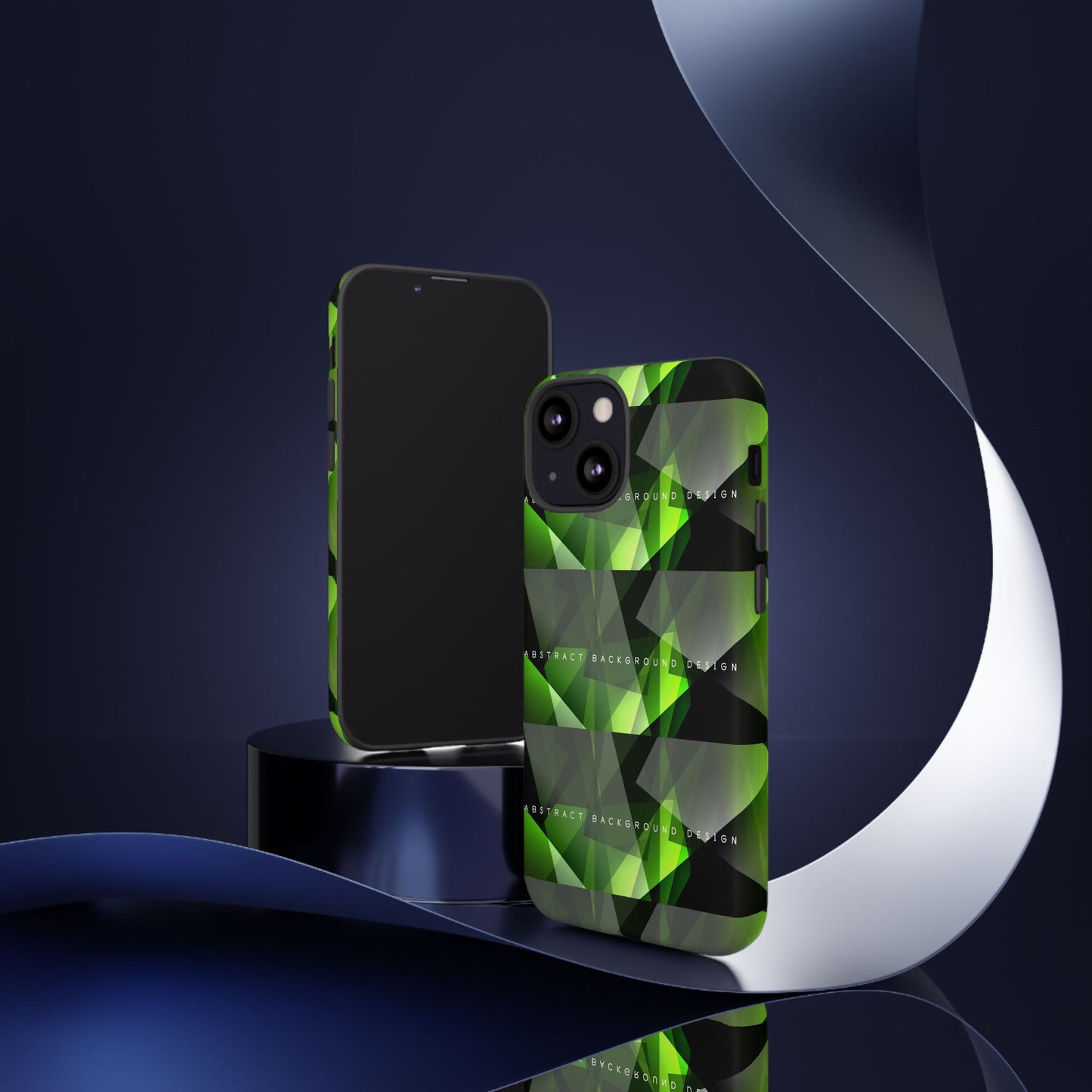 Green Geometric Phone Case — Abstract Triangular Pattern Tough Case
