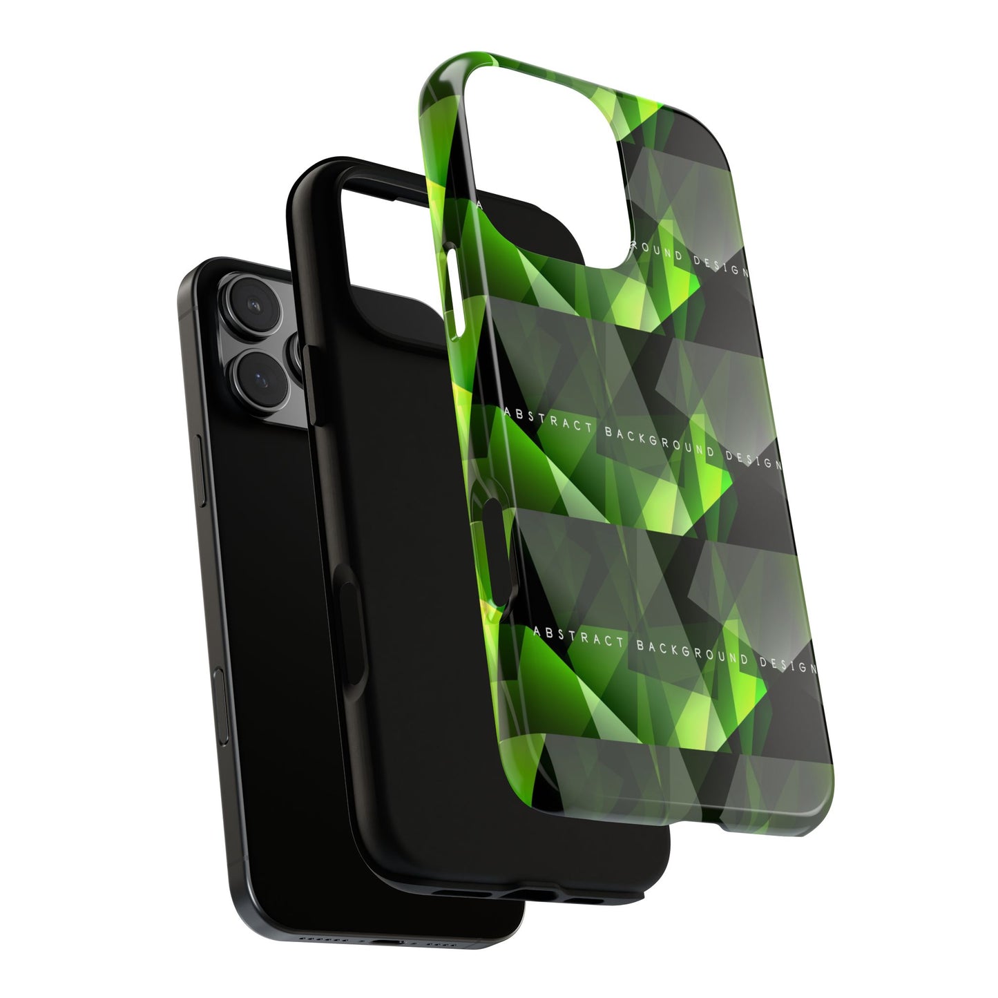 Green Geometric Phone Case — Abstract Triangular Pattern Tough Case
