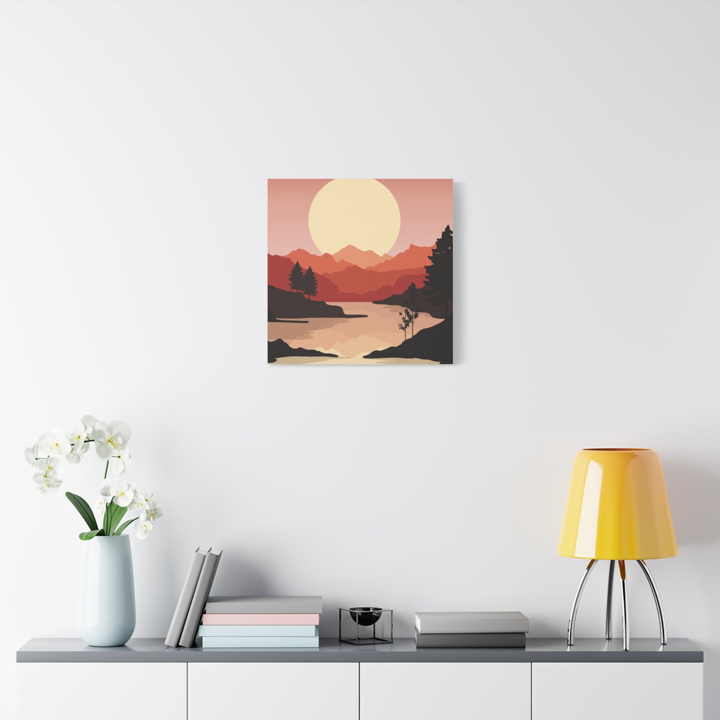 Minimal Mountain Outline Canvas, Stretched Matte, Single-Peak Trail Art | Mountaincore