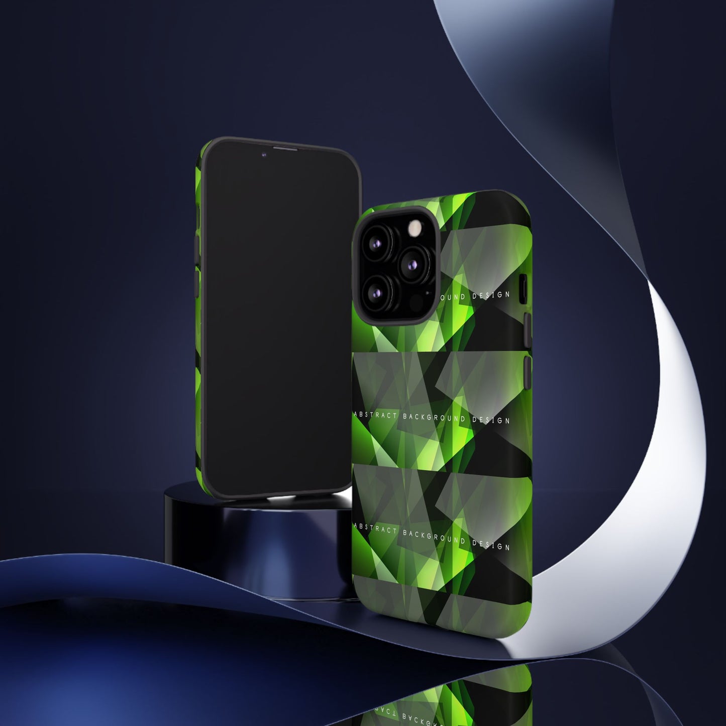 Green Geometric Phone Case — Abstract Triangular Pattern Tough Case