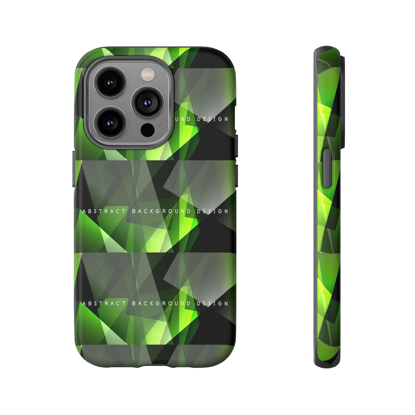 Green Geometric Phone Case — Abstract Triangular Pattern Tough Case