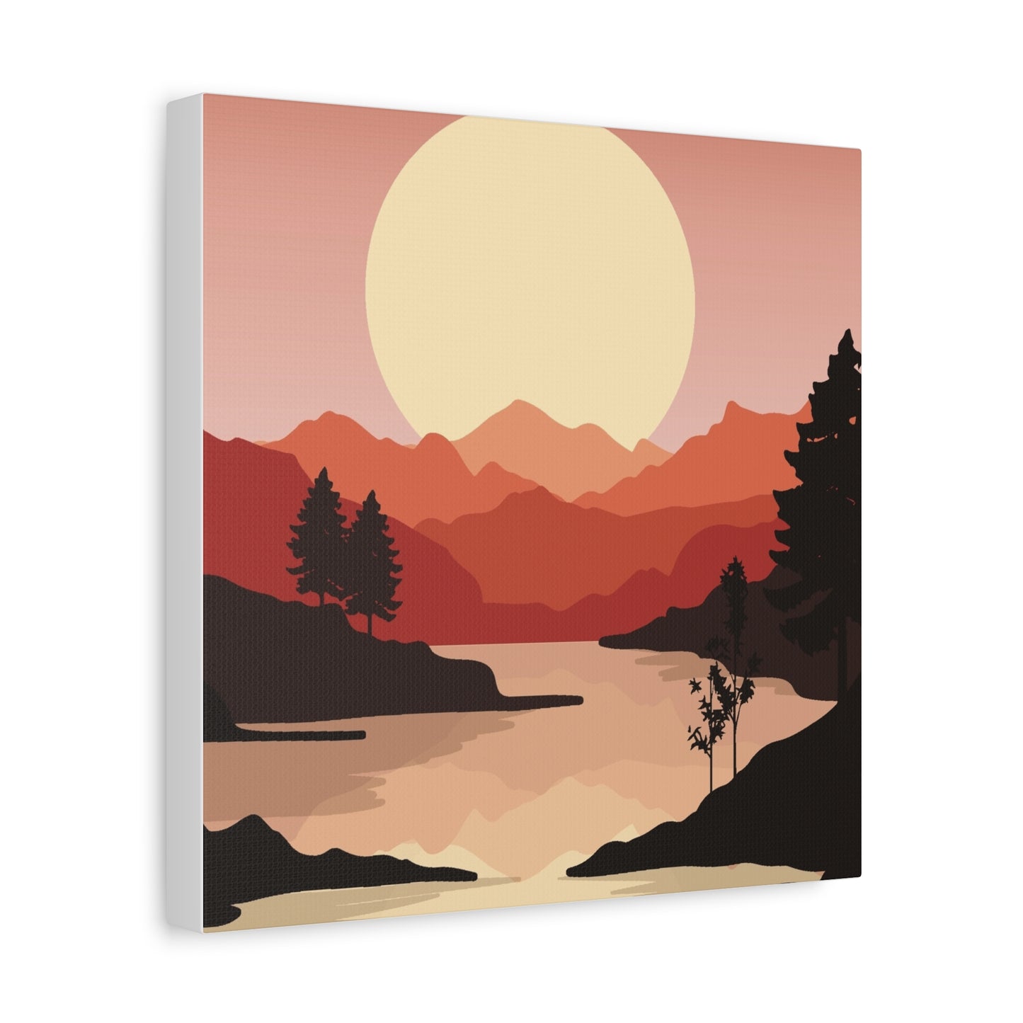 Minimal Mountain Outline Canvas, Stretched Matte, Single-Peak Trail Art | Mountaincore