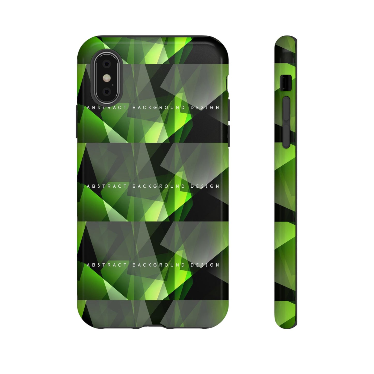 Green Geometric Phone Case — Abstract Triangular Pattern Tough Case