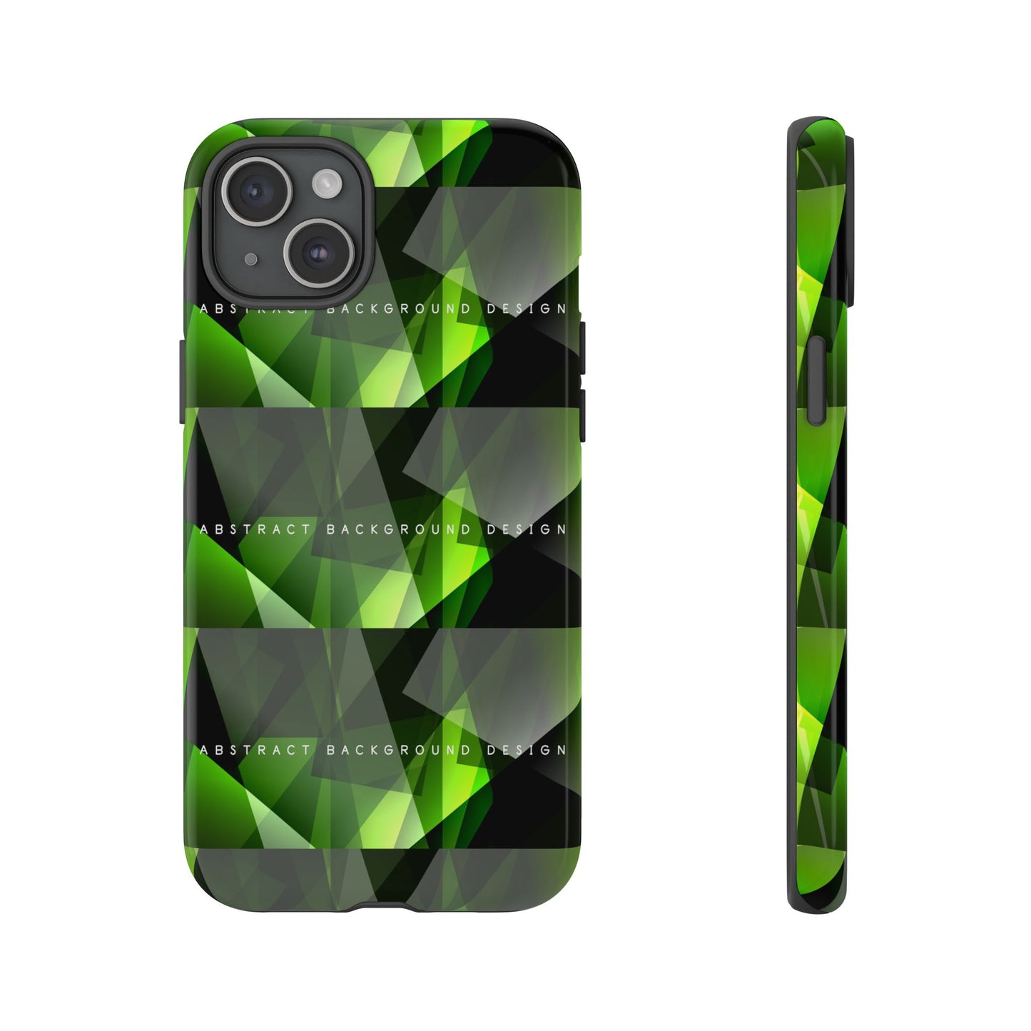 Green Geometric Phone Case — Abstract Triangular Pattern Tough Case