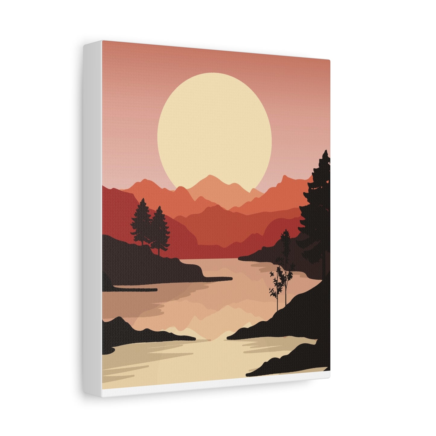Minimal Mountain Outline Canvas, Stretched Matte, Single-Peak Trail Art | Mountaincore