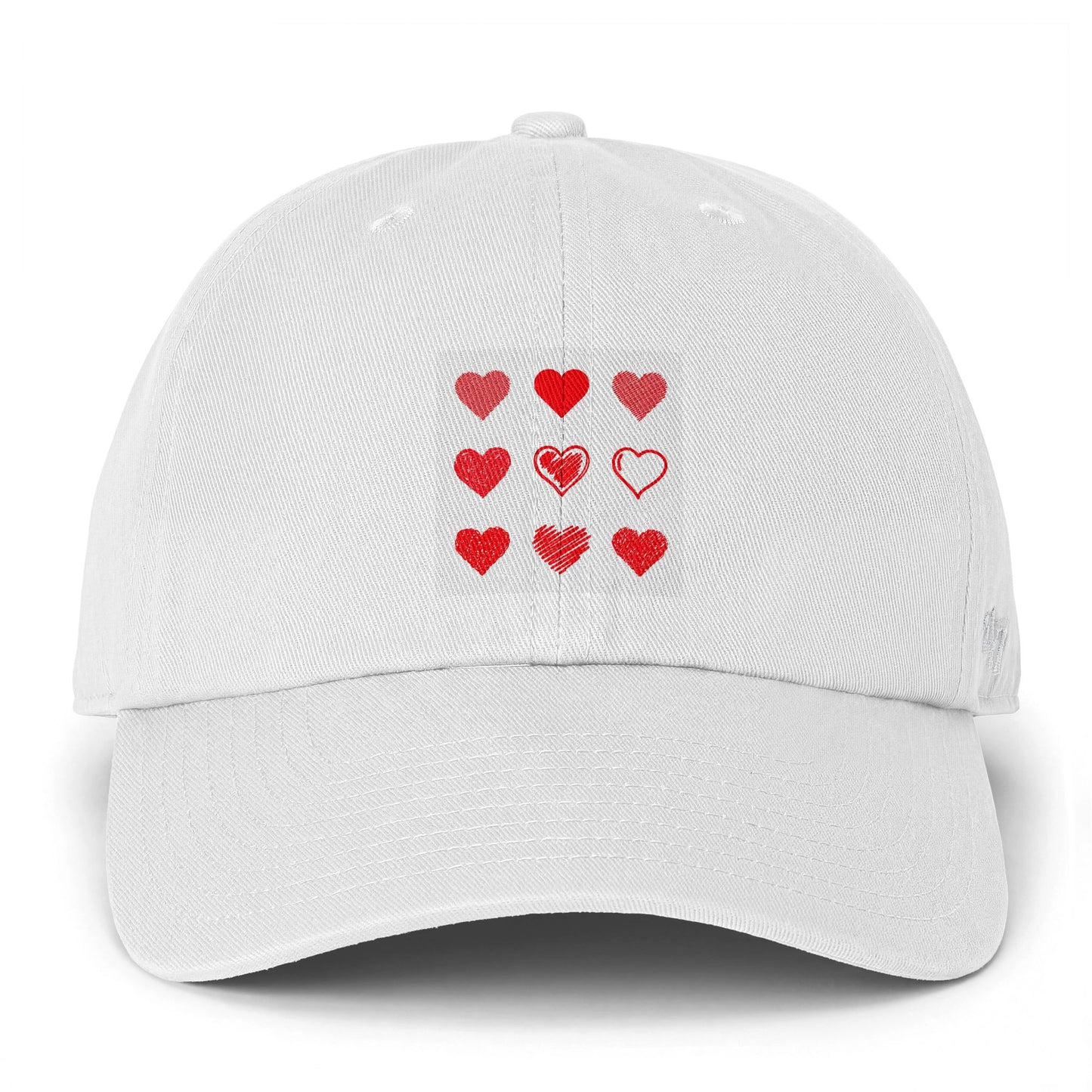 Heart Grid Baseball Cap — Red Heart Patch Dad Hat