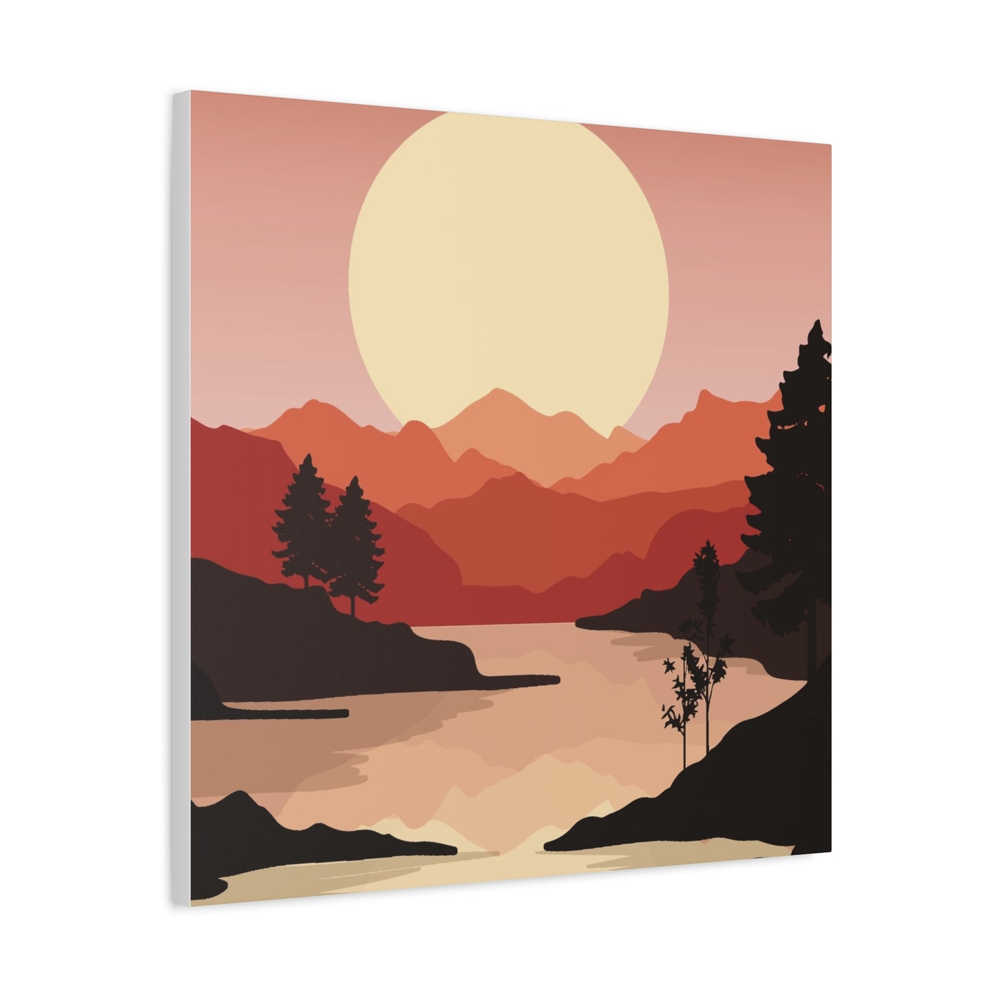 Minimal Mountain Outline Canvas, Stretched Matte, Single-Peak Trail Art | Mountaincore