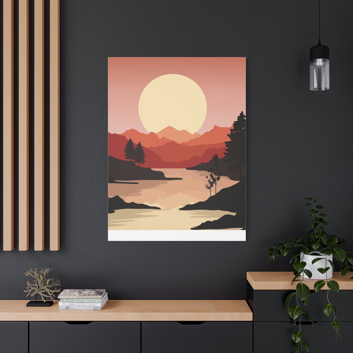 Minimal Mountain Outline Canvas, Stretched Matte, Single-Peak Trail Art | Mountaincore