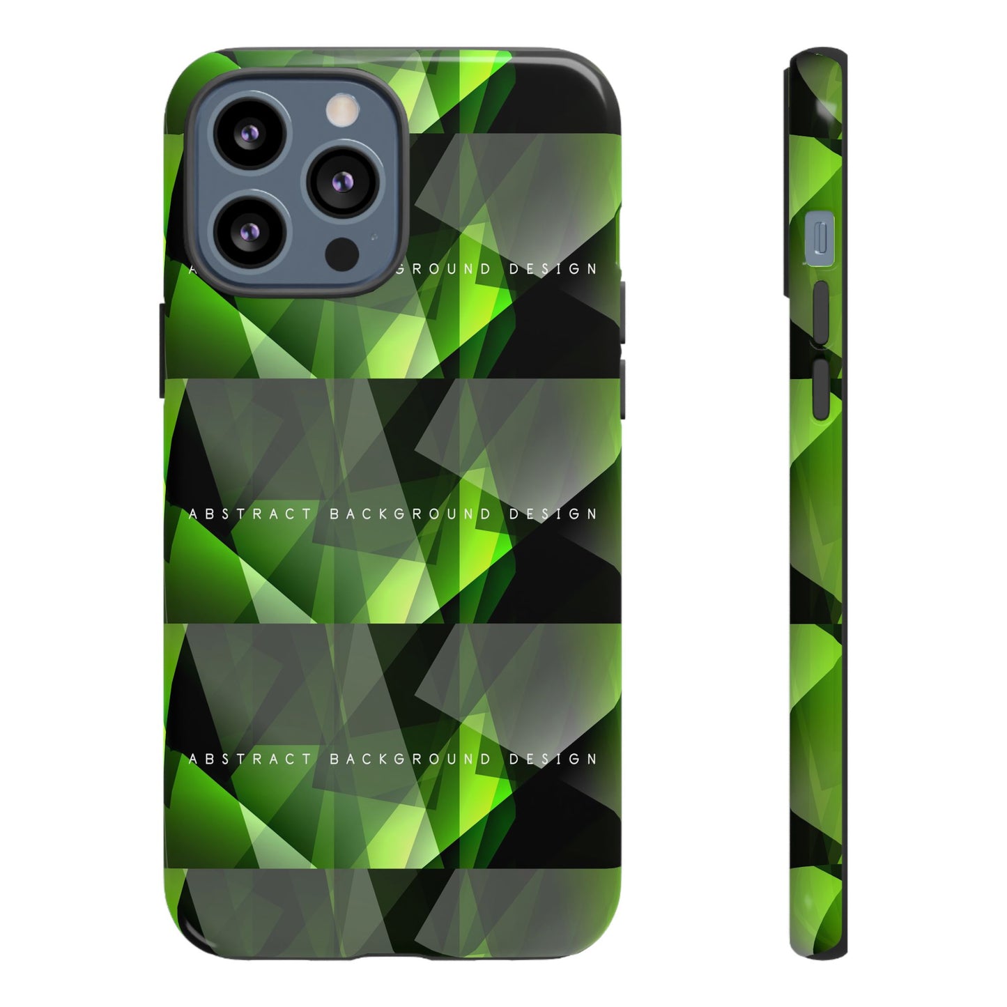 Green Geometric Phone Case — Abstract Triangular Pattern Tough Case