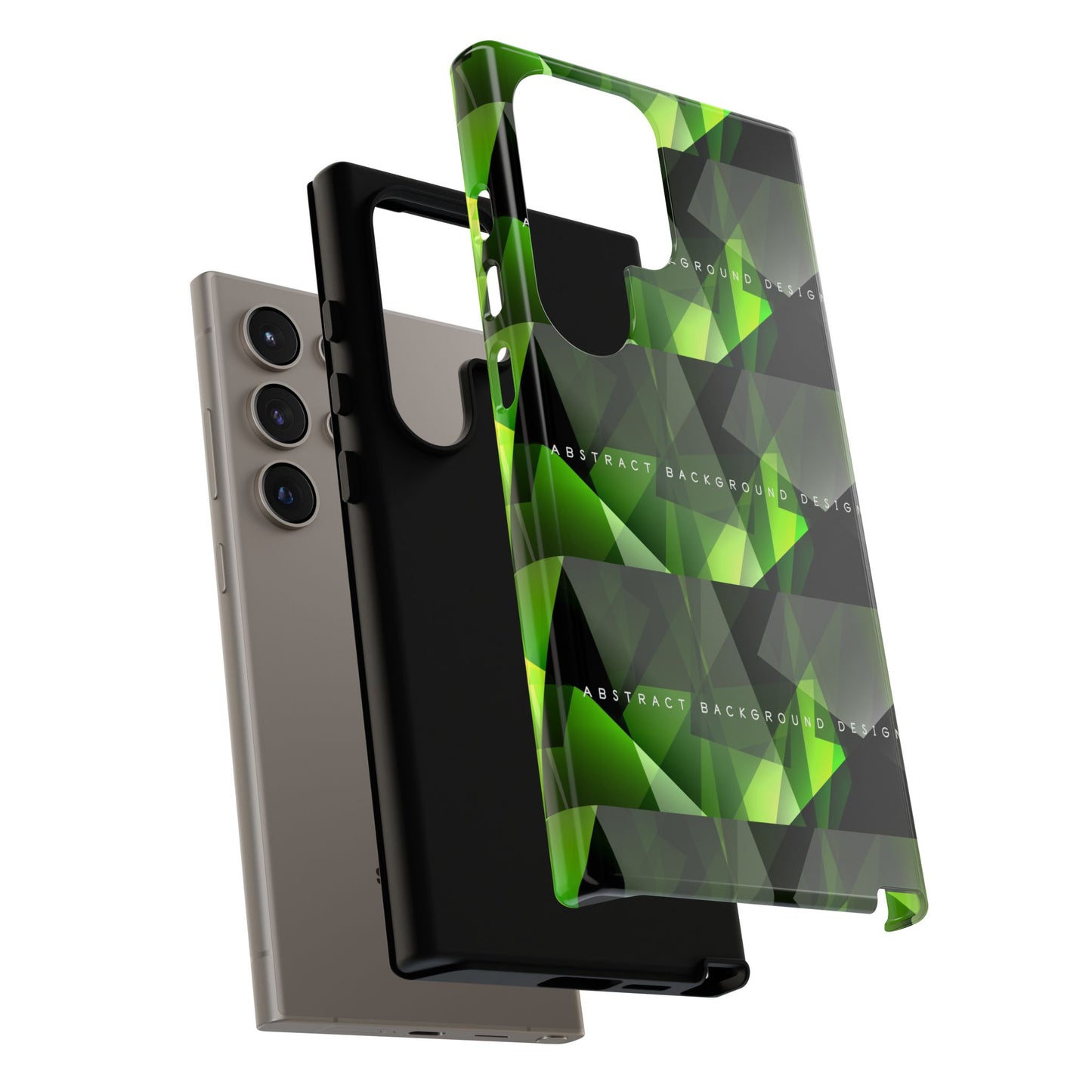 Green Geometric Phone Case — Abstract Triangular Pattern Tough Case