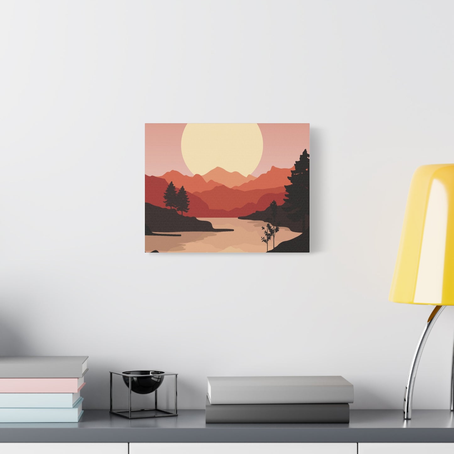 Minimal Mountain Outline Canvas, Stretched Matte, Single-Peak Trail Art | Mountaincore