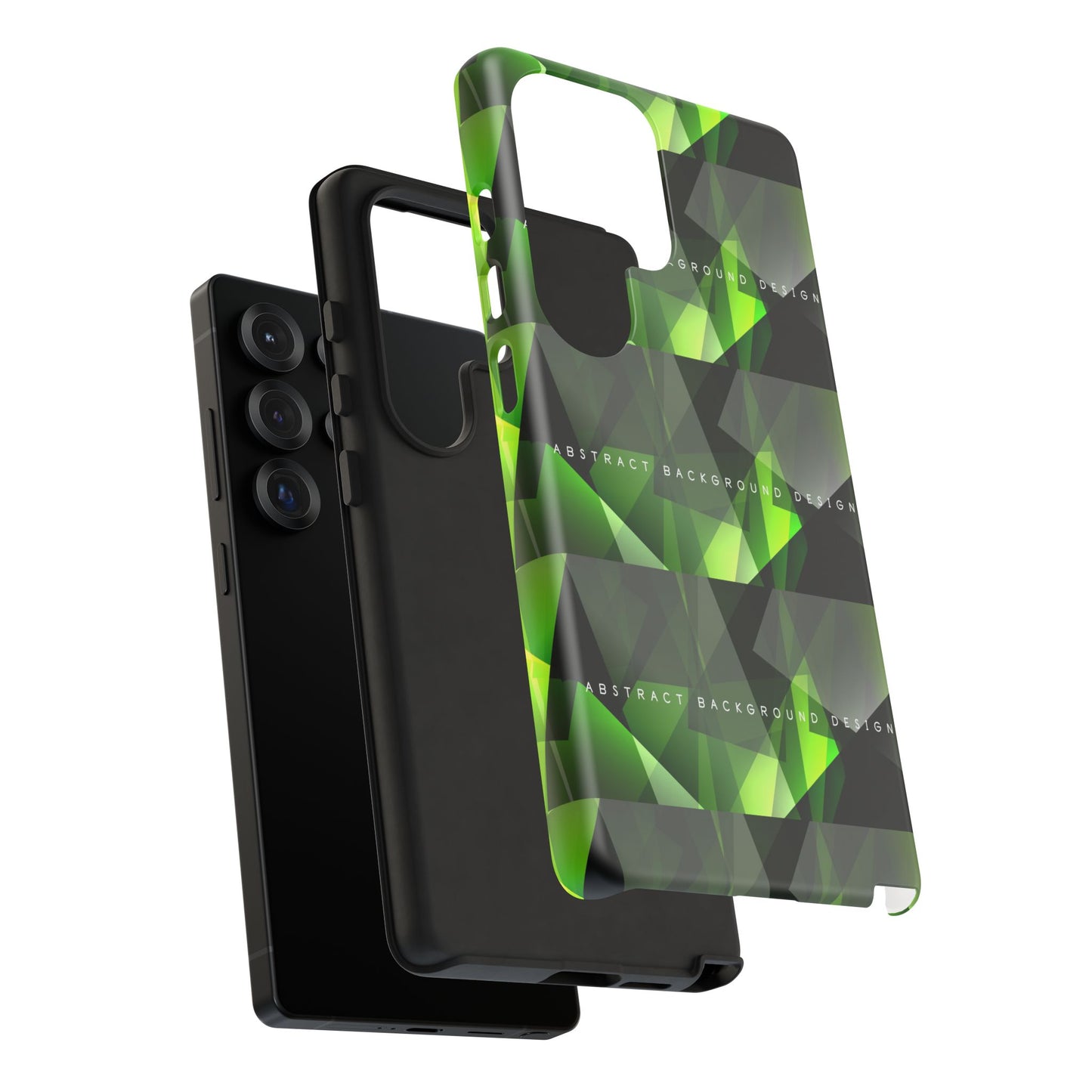 Green Geometric Phone Case — Abstract Triangular Pattern Tough Case