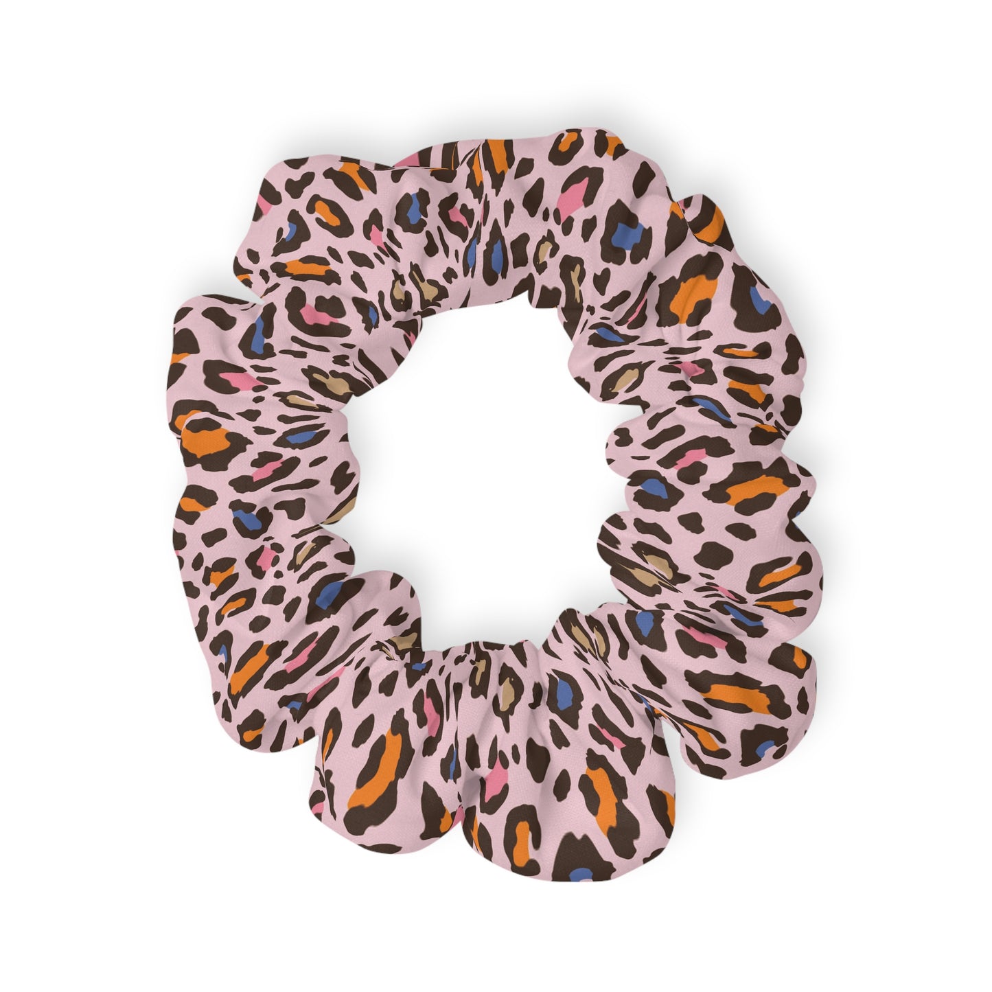 Pink Leopard Print Scrunchie — Colorful Animal Print Hair Accessory