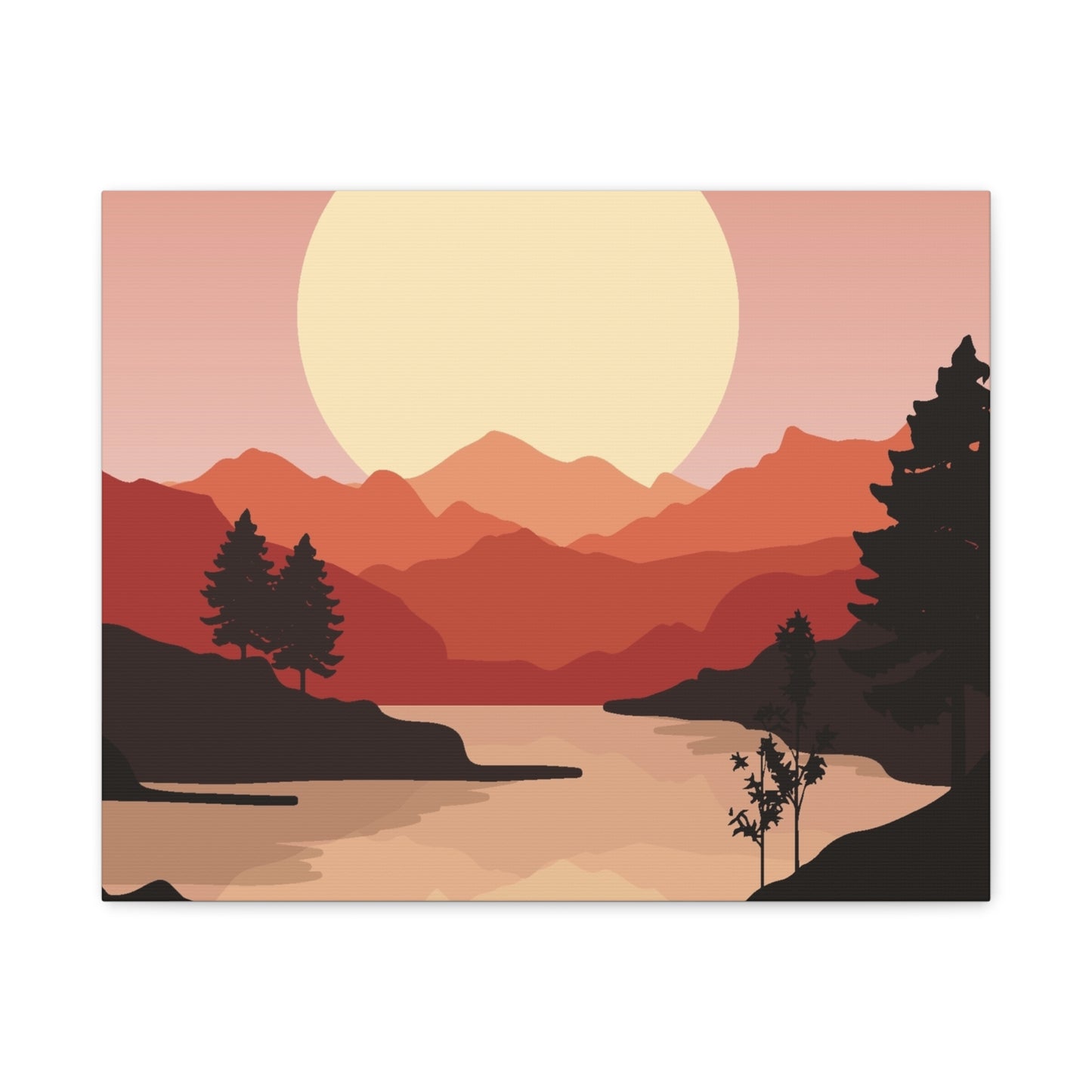 Minimal Mountain Outline Canvas, Stretched Matte, Single-Peak Trail Art | Mountaincore