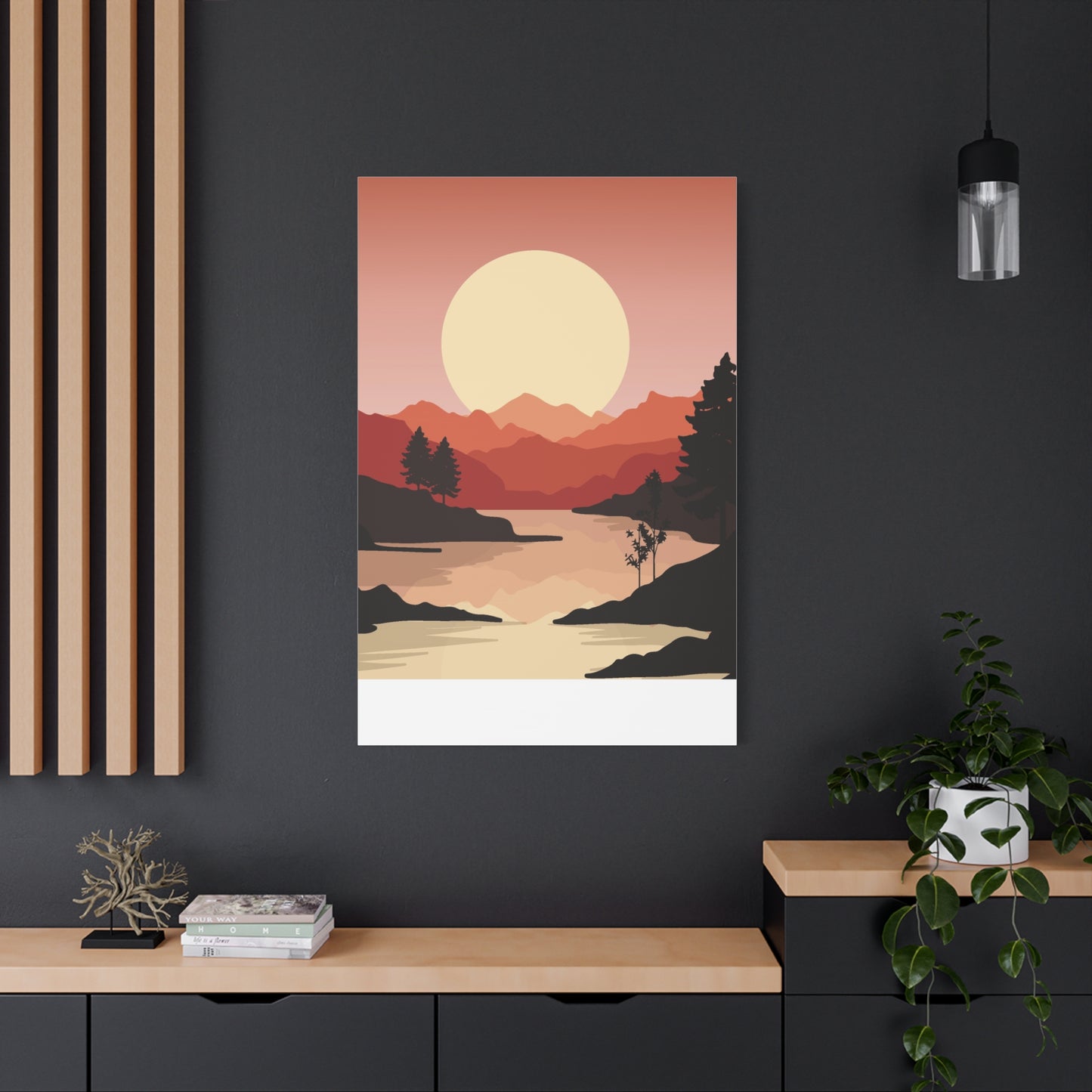 Minimal Mountain Outline Canvas, Stretched Matte, Single-Peak Trail Art | Mountaincore