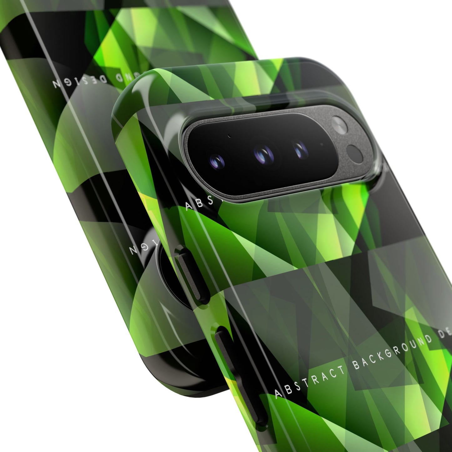 Green Geometric Phone Case — Abstract Triangular Pattern Tough Case