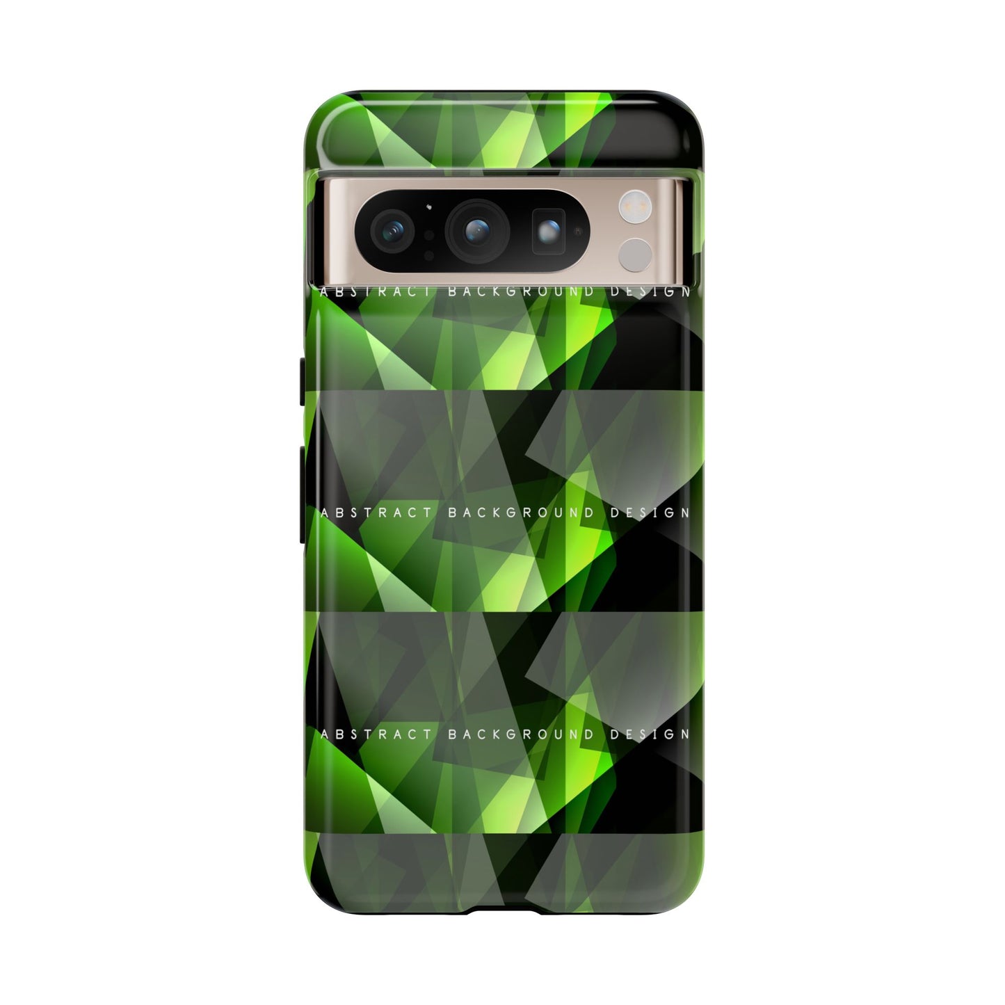 Green Geometric Phone Case — Abstract Triangular Pattern Tough Case