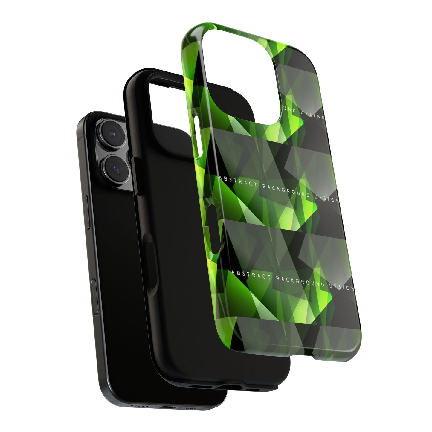 Green Geometric Phone Case — Abstract Triangular Pattern Tough Case